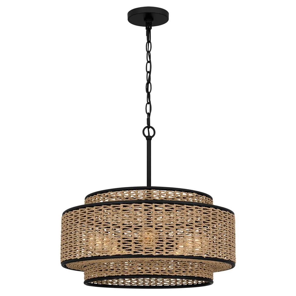 Pendelleuchte Seil Metall D: 50,8 cm H: max. 233,3 cm Boho