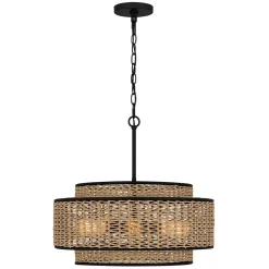 Pendelleuchte Seil Metall D: 50,8 cm H: max. 233,3 cm Boho