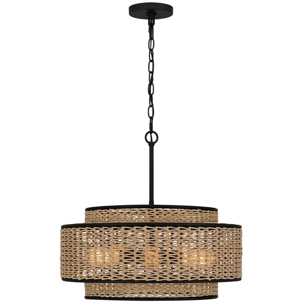 Pendelleuchte Seil Metall D: 50,8 cm H: max. 233,3 cm Boho