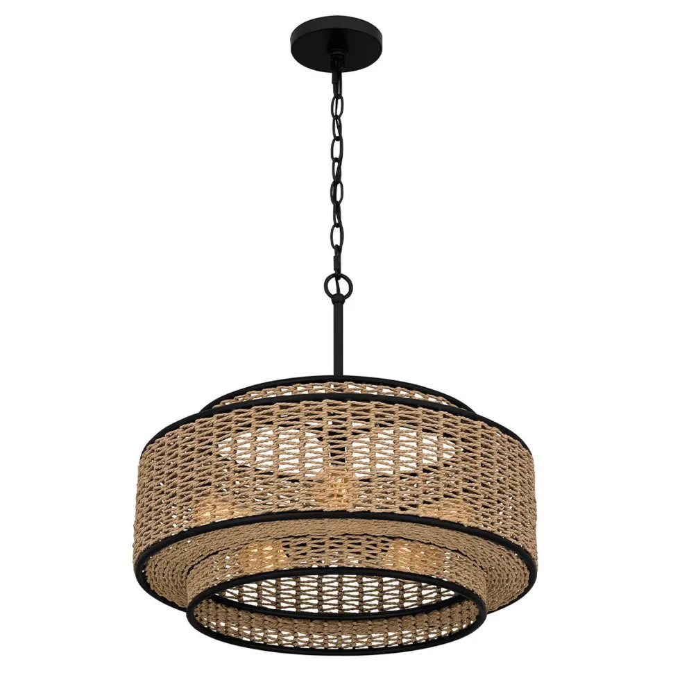 Pendelleuchte Seil Metall D: 50,8 cm H: max. 233,3 cm Boho