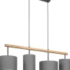 Pendelleuchte SEYA in Graphit Holz 4xE27 Esstisch