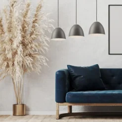 Pendelleuchte Silber Metall 3-flmg Retro Esstisch