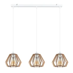 Pendelleuchte Skandinavisch Holz Metall Weiß E27 3-flmg