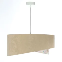 Pendelleuchte Stoff Ø 50 cm rund Velours Optik Beige Creme