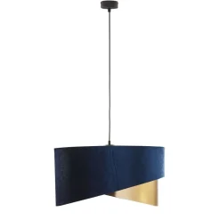 Pendelleuchte Stoff Ø 50 cm Samt Optik Blau Gold 3x E27
