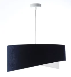 Pendelleuchte Stoff Blau Weiß Gold E27 rund D: 50 cm