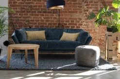 Pendelleuchte Stoff Blau Weiß Gold E27 rund D: 50 cm