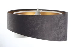 Pendelleuchte Stoff Dunkelgrau Gold E27 rund Ø 50 cm