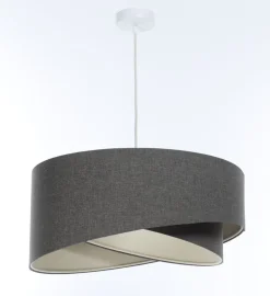 Pendelleuchte Stoff E27 Ø 45 cm rund Grau Modern INGRAM