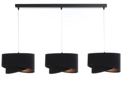 Pendelleuchte Stoff 3-flammig Stoff Schwarz Gold E27