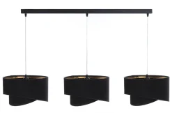 Pendelleuchte Stoff 3-flammig Stoff Schwarz Gold E27