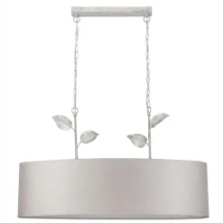 Pendelleuchte Stoff Metall B: 89 cm E27 Silber Landhaus