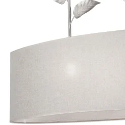 Pendelleuchte Stoff Metall B: 89 cm E27 Silber Landhaus