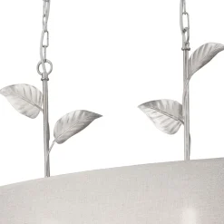 Pendelleuchte Stoff Metall B: 89 cm E27 Silber Landhaus