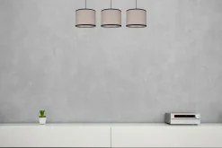 Pendelleuchte Stoff Schwarz Beige E27 70 cm lang 3-flmg