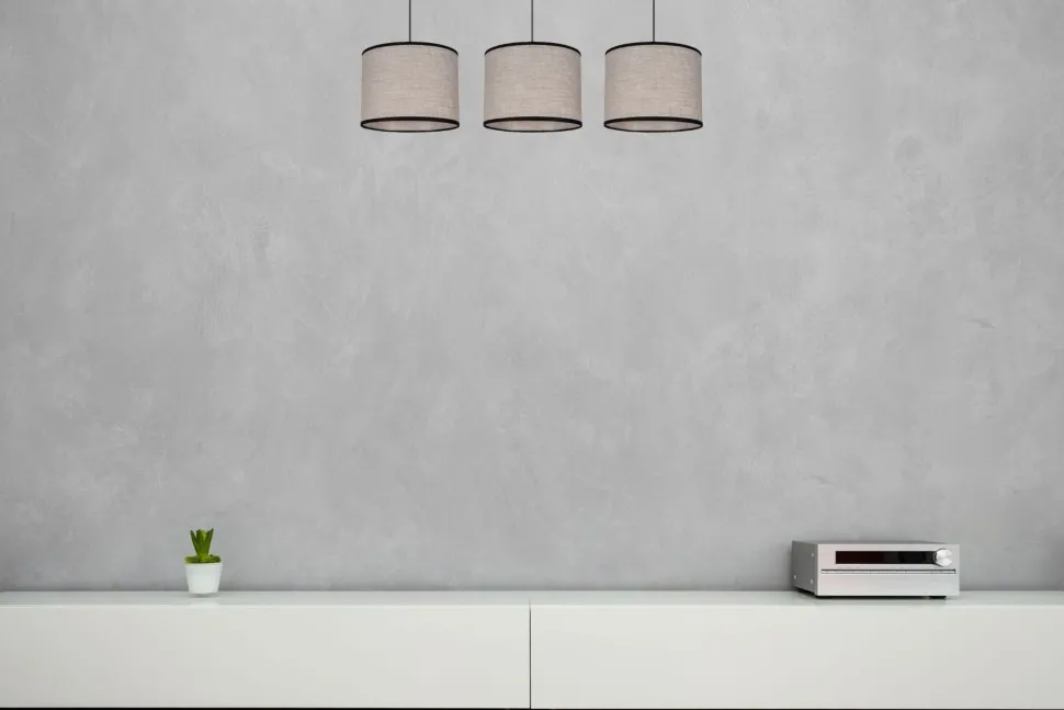 Pendelleuchte Stoff Schwarz Beige E27 70 cm lang 3-flmg