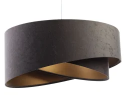 Pendelleuchte Stoff verstellbar E27 Stoff in Grau Gold