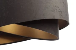 Pendelleuchte Stoff verstellbar E27 Stoff in Grau Gold