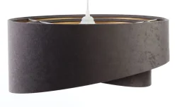 Pendelleuchte Stoff verstellbar E27 Stoff in Grau Gold