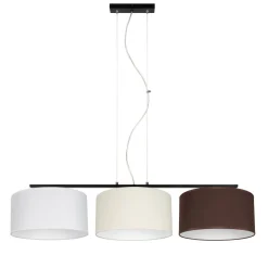 Pendelleuchte Stoff Weiß Ecru Braun E27 100 cm lang