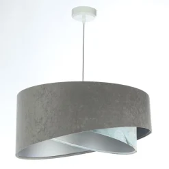 Pendelleuchte Stoffschirm Ø 50 cm rund Grau Hellblau Silber