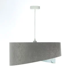 Pendelleuchte Stoffschirm Ø 50 cm rund Grau Hellblau Silber