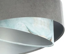 Pendelleuchte Stoffschirm Ø 50 cm rund Grau Hellblau Silber