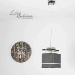 Pendelleuchte Stoffschirm Braun Chrom E27