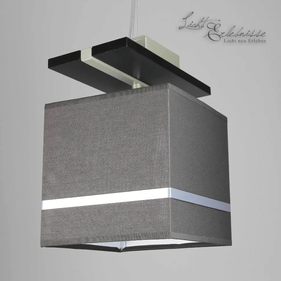 Pendelleuchte Stoffschirm Braun Chrom E27