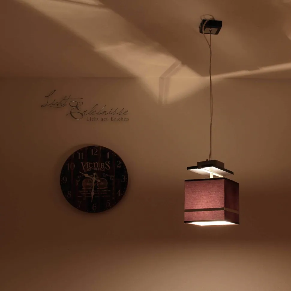 Pendelleuchte Stoffschirm Braun Chrom E27