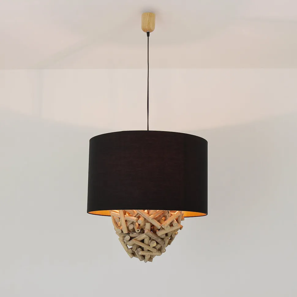 Pendelleuchte Treibholz Stoff Handarbeit Unikat PATTANI