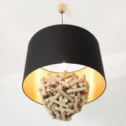 Pendelleuchte Treibholz Stoff Handarbeit Unikat PATTANI