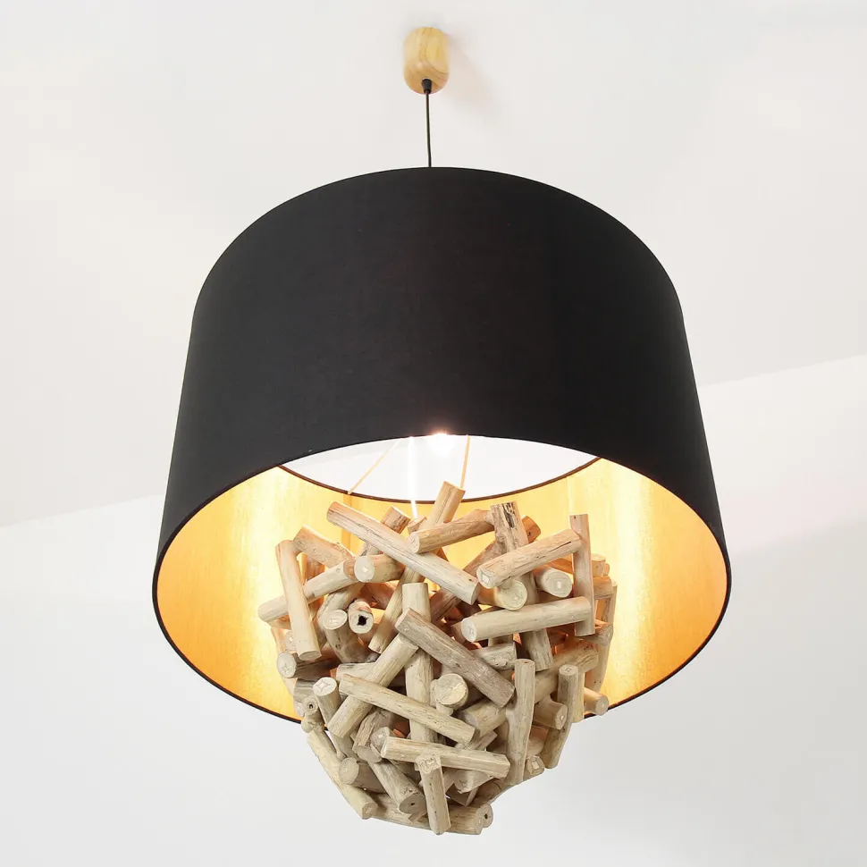 Pendelleuchte Treibholz Stoff Handarbeit Unikat PATTANI