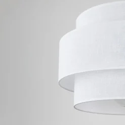 Pendelleuchte Weiß Ø 50 cm H: max. 160 cm Stoff Metall E27