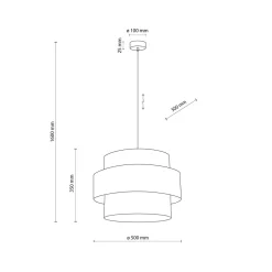 Pendelleuchte Weiß Ø 50 cm H: max. 160 cm Stoff Metall E27
