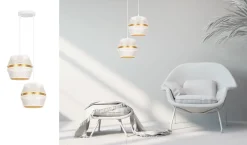 Pendelleuchte Weiß Gold Metall 2-flammig B:40 cm E27