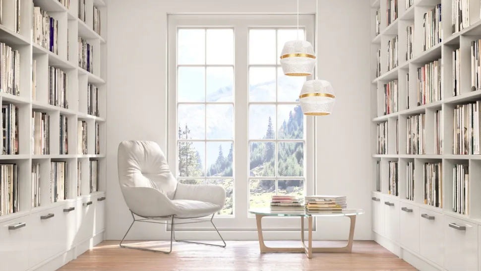 Pendelleuchte Weiß Gold Metall 2-flammig B:40 cm E27