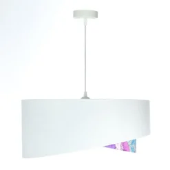 Pendelleuchte Weiß Lila Blumen Print E27 rund Ø 50 cm Stoff