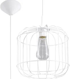 Pendelleuchte Weiß Metall Draht Ø 23 cm Retro E27