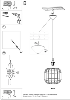 Pendelleuchte Weiß Metall Draht Ø 23 cm Retro E27