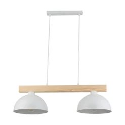 Pendelleuchte Weiß Metall Holz länglich E27 Skandi