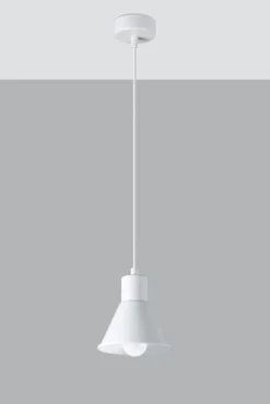 Pendelleuchte Weiß Metall Retro Ø 14 cm schlicht E27