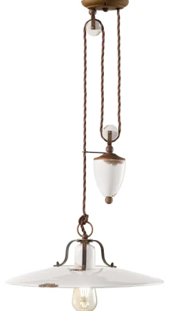 Pendelleuchte Weiß Shabby Antik Keramik verstellbar E27 NICOLA