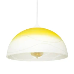 Pendelleuchte Wohnzimmer Esstisch Gelb Glas rund