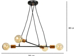 Pendelleuchte ZETA Schwarz Metall 4-flmg Esstisch