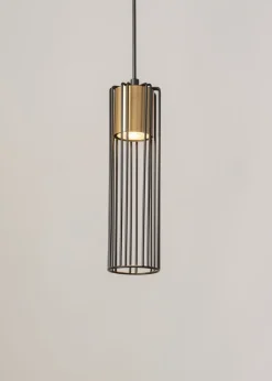 Pendelleuchte Zylinder Schwarz Gold GU10 akzentuiert