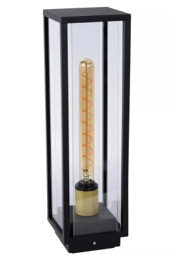 Pollerleuchte Außen Glas Metall Schwarz E27 IP54 50 cm