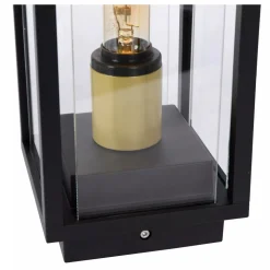 Pollerleuchte Außen Glas Metall Schwarz E27 IP54 50 cm