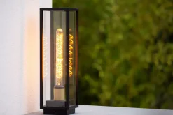 Pollerleuchte Außen Glas Metall Schwarz E27 IP54 50 cm