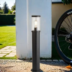 Pollerleuchte IP44 73 cm E27 Schwarz Klar Garten Weg